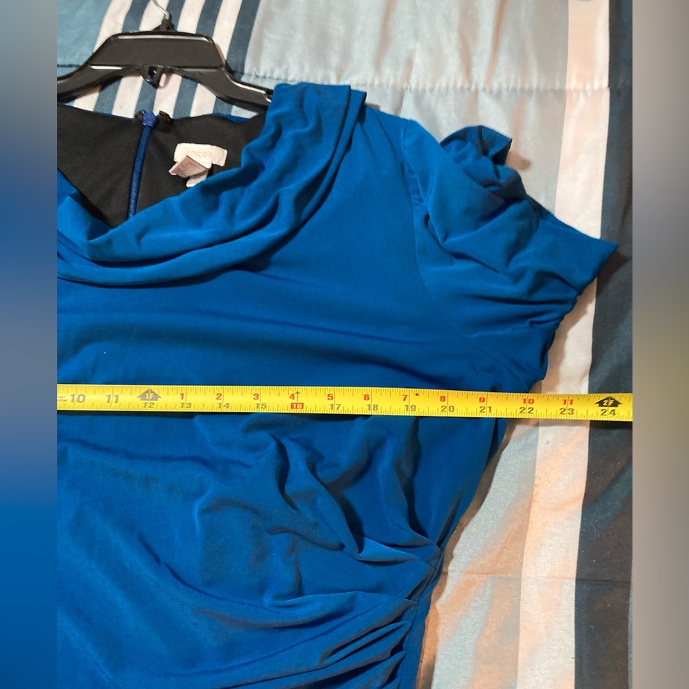 Chicos Dress blue Stretch 3/4 Sleeve Wrap long sleeve - Picture 10 of 12